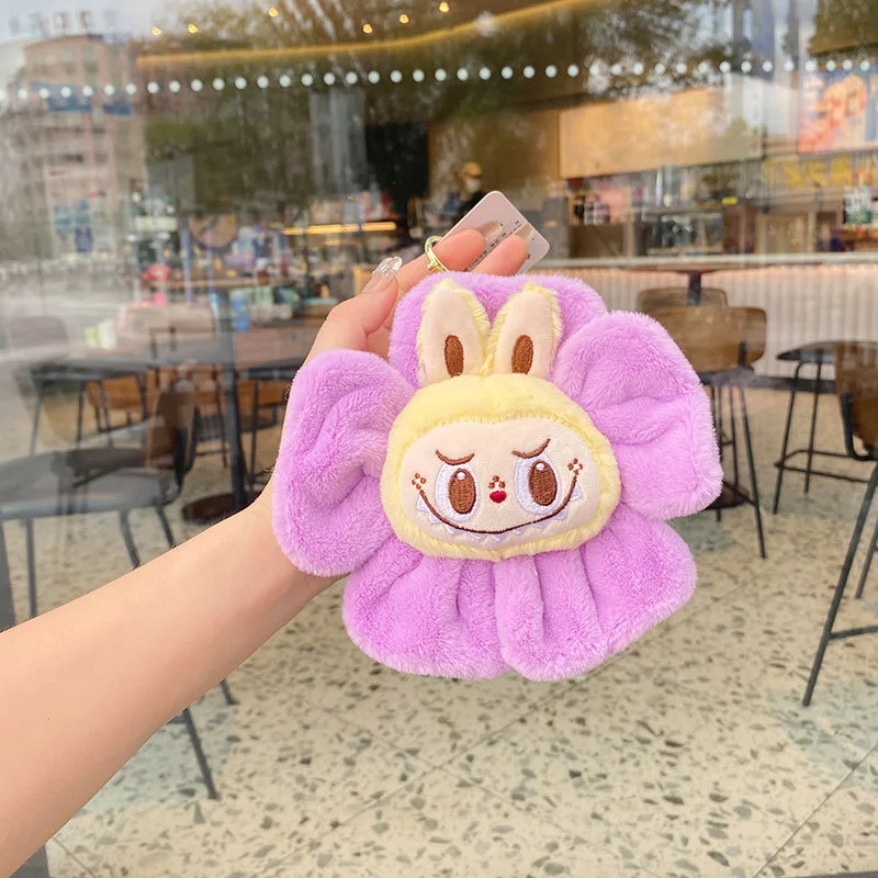 Kawaii Labubu Sun Flower Plush Toy Pendant Labubu Cute Cartoon Soft Filled Doll Keychains Bag Accessoriescar Key Ring Gift 5
