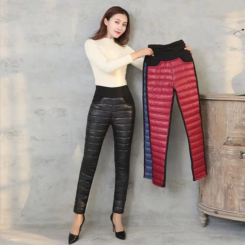 

Winter Female High Waist Thicken Down Cotton Ladies Pants Snow Wear Warm Sweatpants Women New Arrival Casual Leggings Trousers