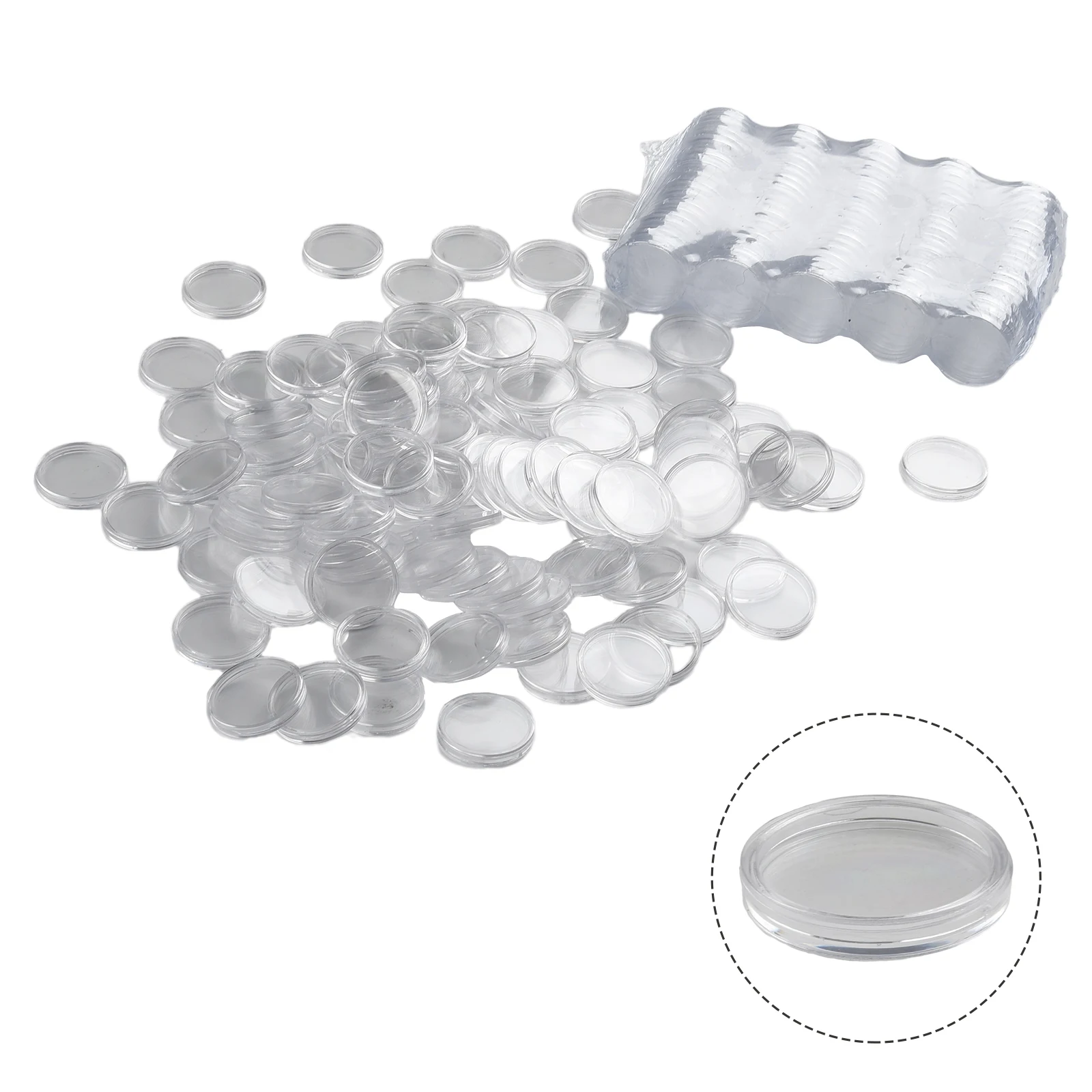 

200Pcs 24mm Clear Plastic Coin Capsules Coin Holders Protector Cases Round Transparent Storage Box Container Case