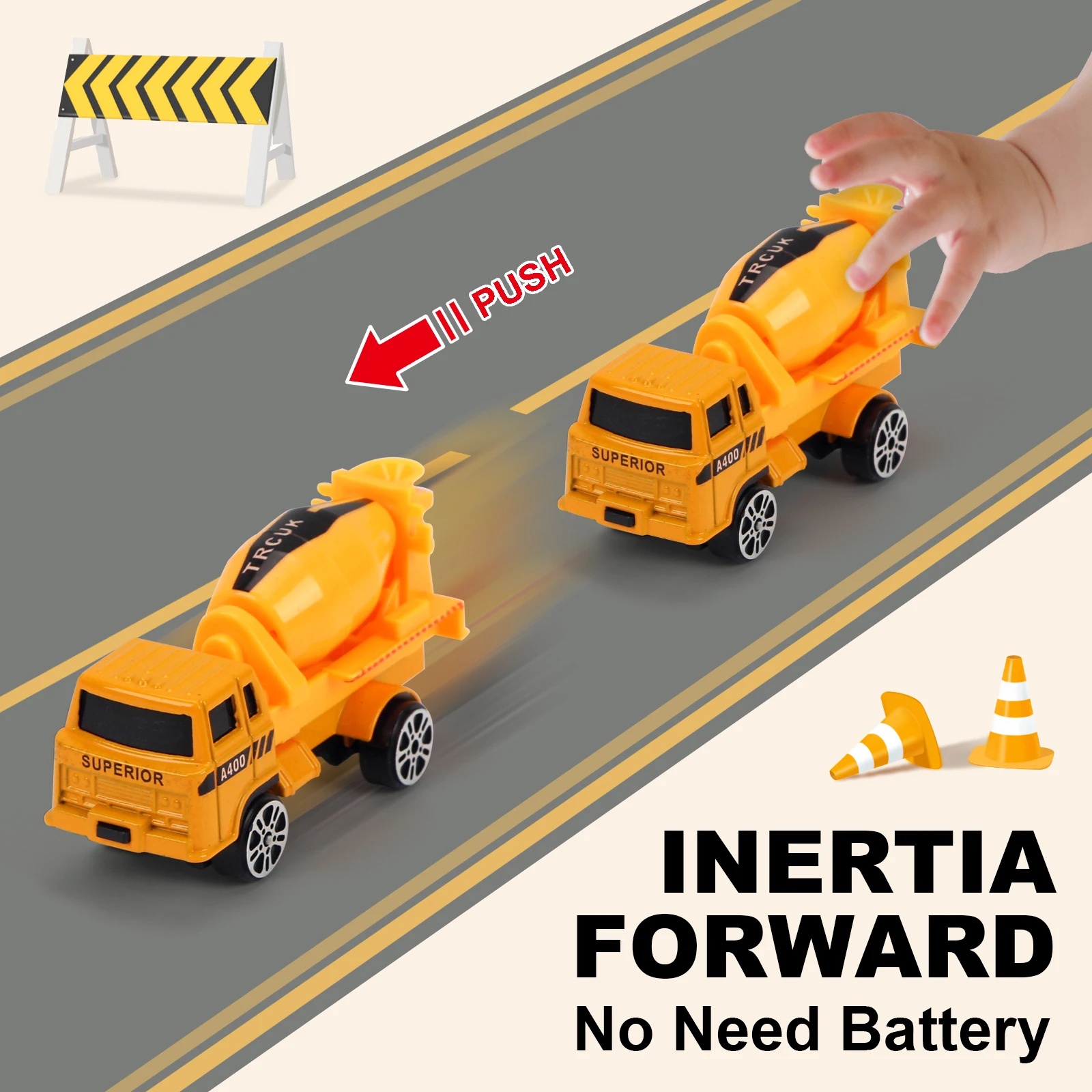 미니 합금 장난감 자동차 굴삭기 크레인 불도저 건설 모델 자동차, 슬라이딩 엔지니어링 자동차, 남아용 선물, 1:64, 세트당 6 개