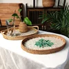 Rattan Basket HandWoven Fruit Storage Breakfast Severing Tray Drinks Snack Coffee Platters Bread Plate Home Tableware Organizer 1