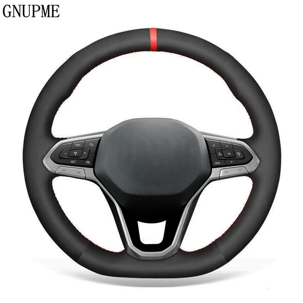 

Black Suede Car Steering Wheel Cover For Volkswagen VW Atlas Golf 8 Mk8 Polo Jetta Passat B9 Tiguan 2020-2022 Car Accessories