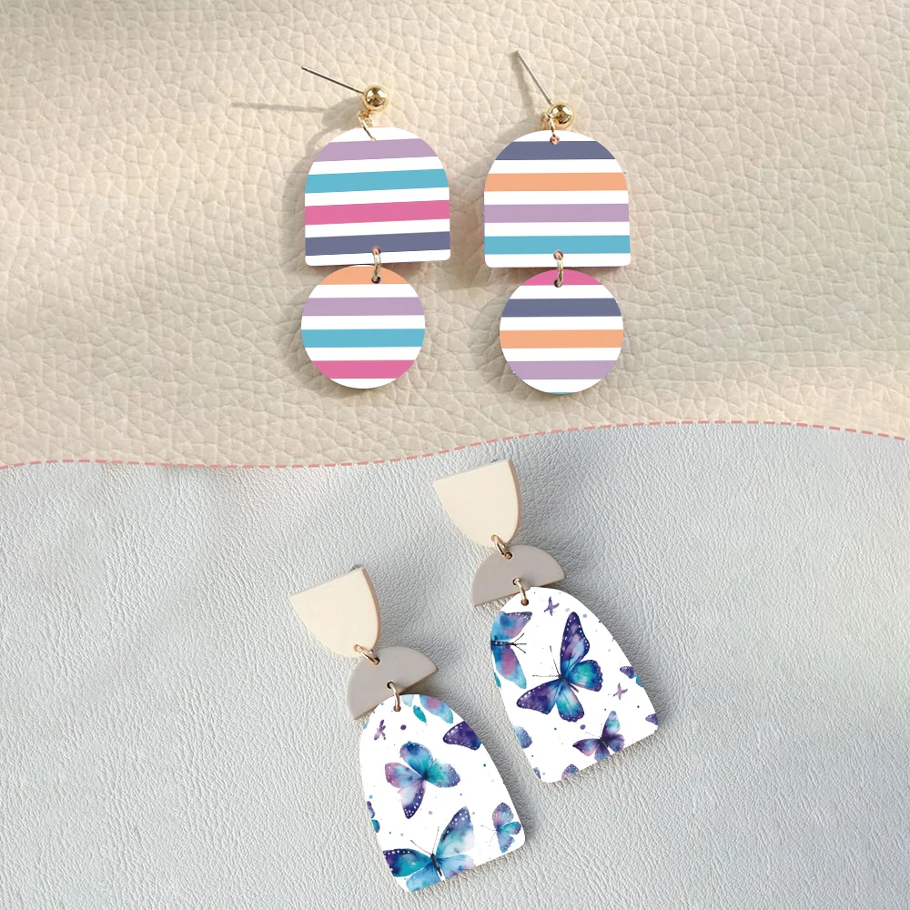 Polymer clay watercolor transfer paper Butterfly flowers pattern DIY jewelry earring pendants Water-soluble disposable stickers
