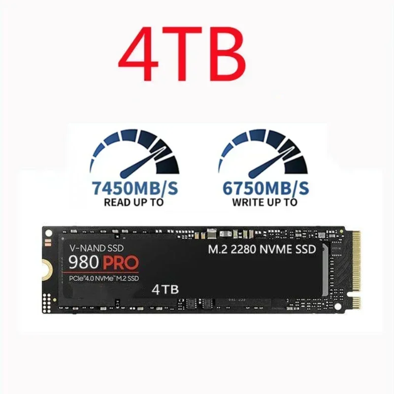 새로운 980 Pro SSD 1TB 2TB 4TB NVMe PCIe 4.0 M.2 2280 7450MB/s 내장 SSD 드라이브 (PS5, PlayStation5, 노트북, 게이밍 PC용)
