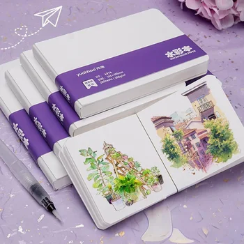Libro di pittura su carta per acquerello carta spessa GSM300g quaderno tascabile portatile schizzo libro da disegno ad acquerello in polpa di cotone al 50%
