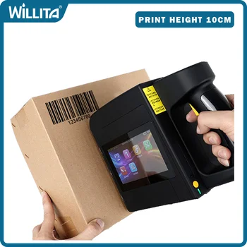 Stampante a getto d'inchiostro portatile industriale 10 cm 600 DPI per codici QR/codici a barre/data di scadenza/logo/etichette, con cartucce d'inchiostro