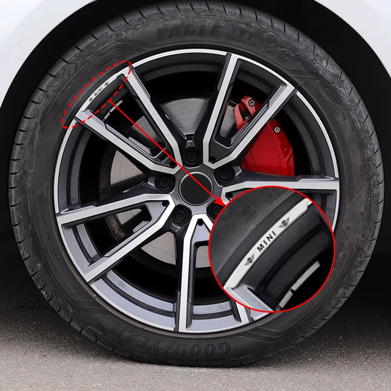 Car Trunk Badge Sticker 4Pcs 3D Aluminum Car Wheel Rims Stickers Emblem Badge For Mini Cooper One JCW R55 R56 F55 F56 R50 R53 R60 Countryman Accessories