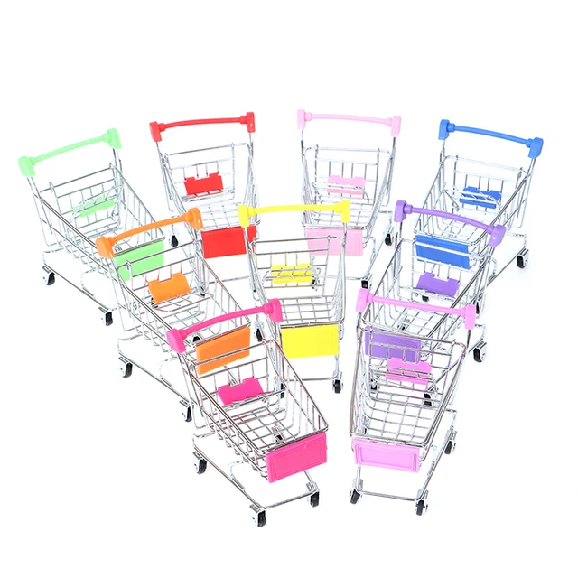 1pc Mini Shopping Cart Trolley Home Office Sundries Storage Ornaments Model Children's Toy 3