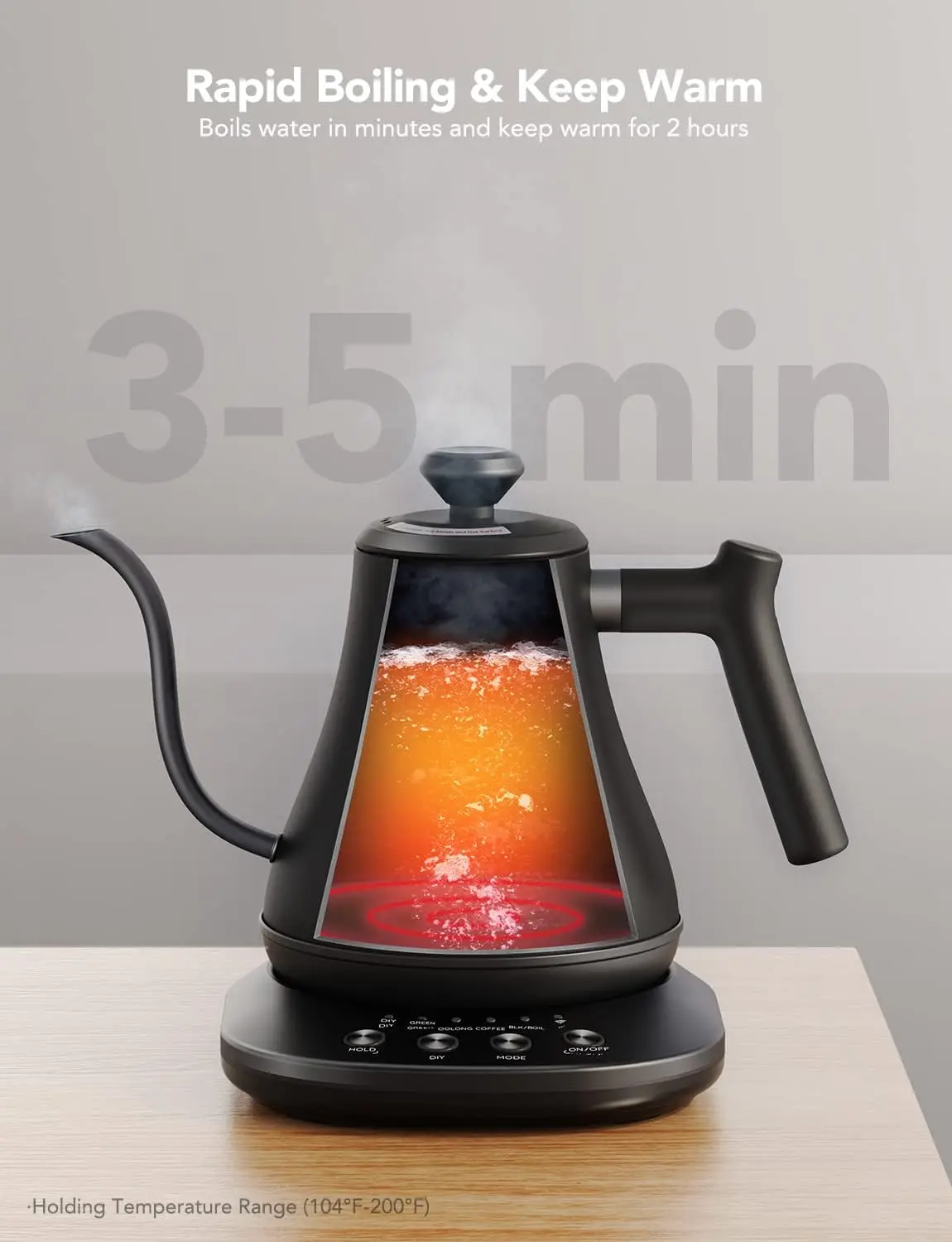 Smart Electric Kettle, WiFi Variable Temperature Gooseneck Pour Over Kettle and Tea Kettle, Alexa Control, 1200W Quick Hea 6