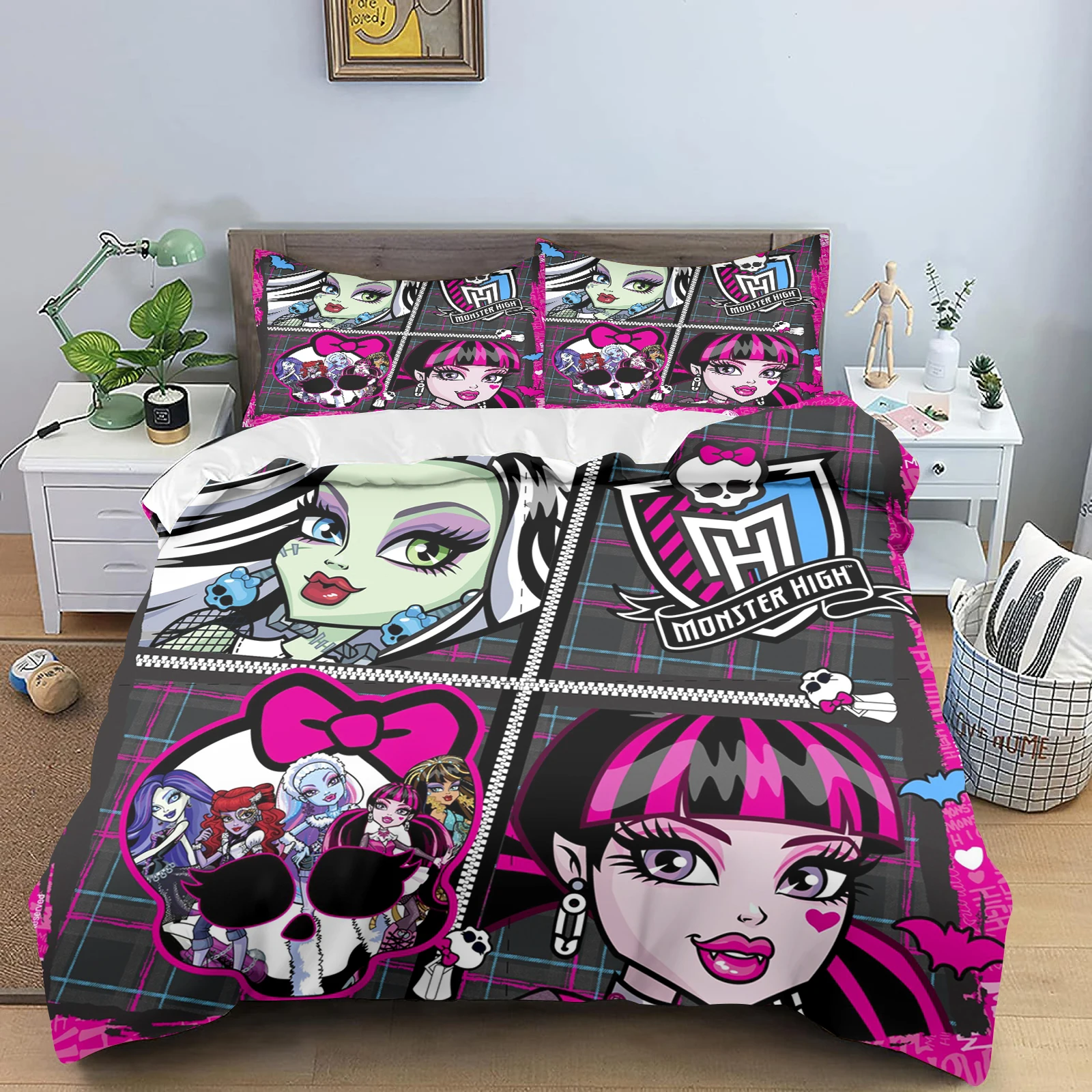 Description Picture 3 of itemMonster High Cartoon Quilt Cover, Anime Duvet, Cute Printed Polyester Comforter Bedding, Twin Size, Children Gift, Various Sizes