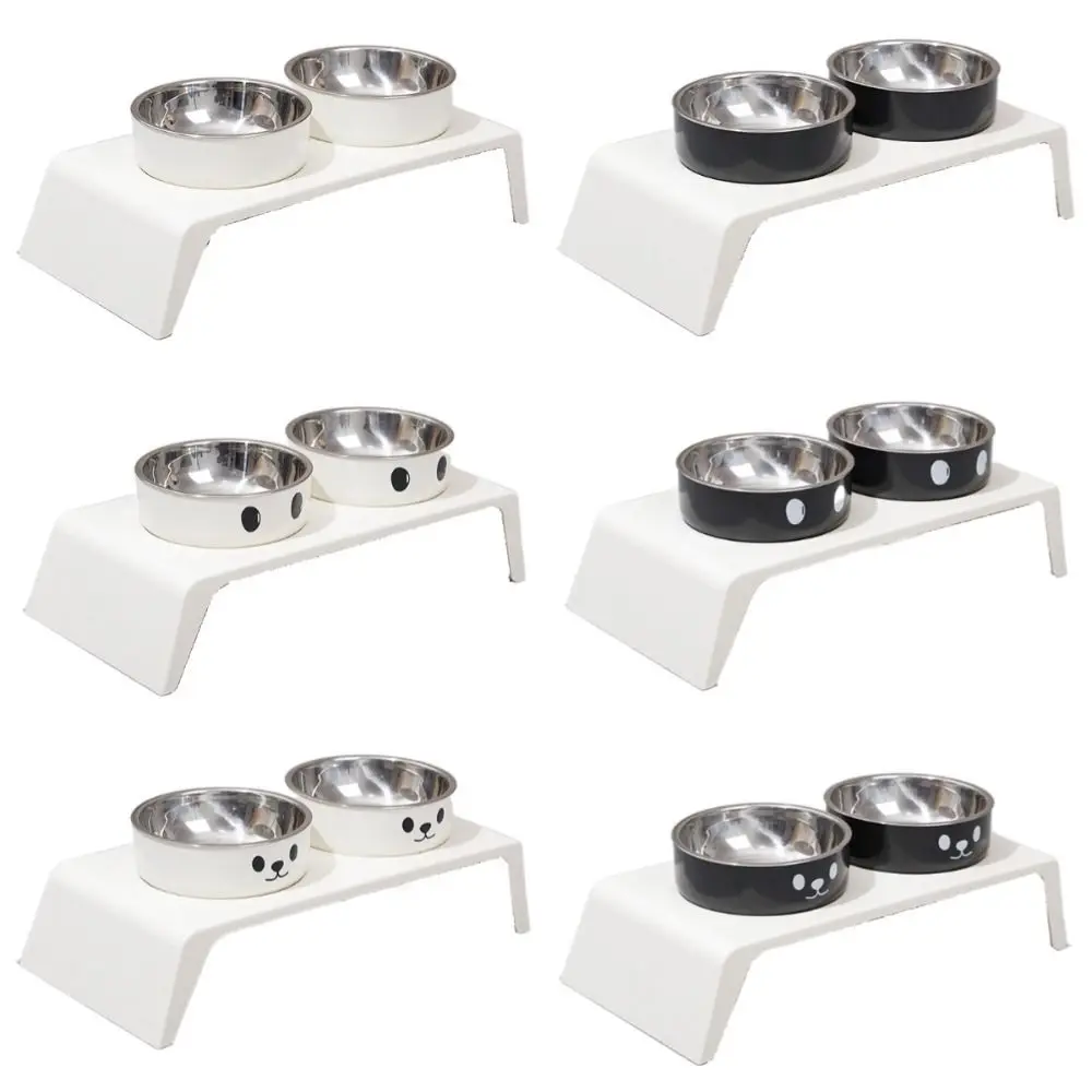 Double Bowls Cat Food Water Bowl Anti-flip Detachable Pet Water Feeder Container Multifunction Non-Slip Pet Food Dispenser