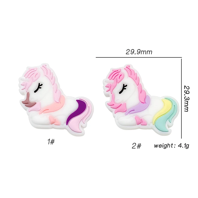 3/10pcs New Silicone Unicorn Beads Teether Food-Grade Chewing Teeth Bead DIY Nipple Chain Jewelry Accessories