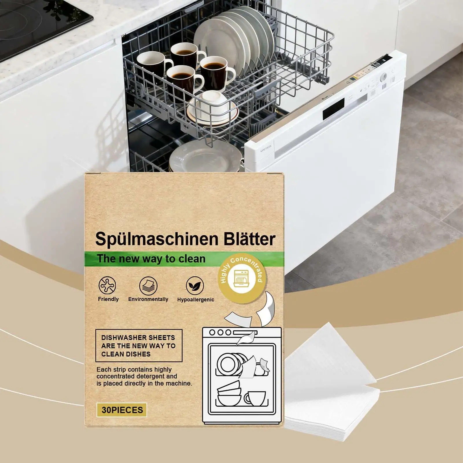 30pcs Dishwasher Cleaner Sheets Removes Odor Dishwasher Cleaner and Deodorizer for Kitchen Home Laundry Washing Machine 5