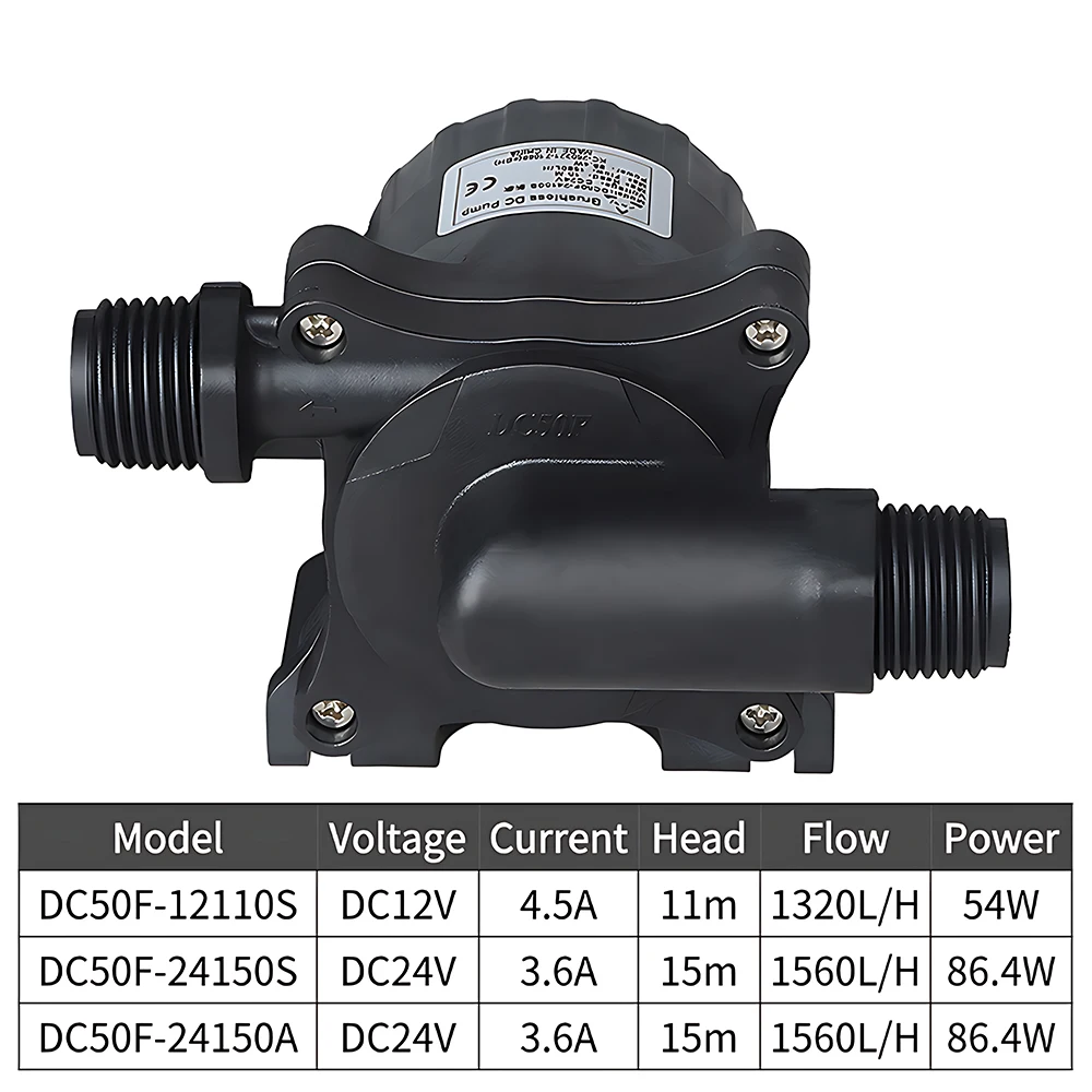 Silent Brushless Motor Submersible Water Pump DC12/24V Small Portable Garden Irrigation Booster Pump with EU Adapter IP68