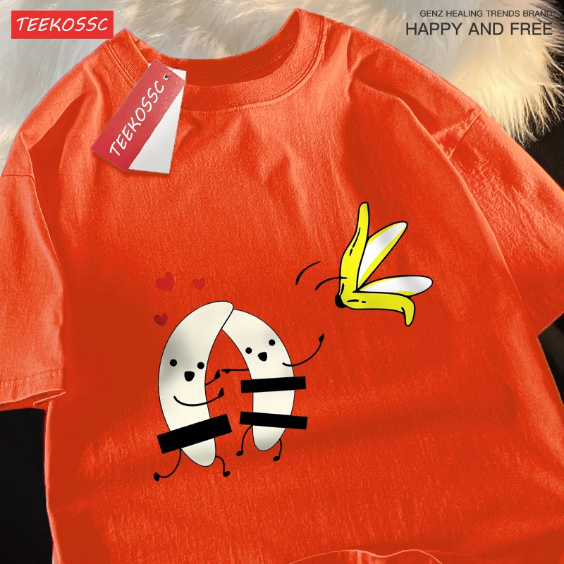 Remove Banana Peels Printing Mens Women Tops Harajuku Breathable T-Shirts Casual Summer Short Sleeve Cotton Oversize Couple