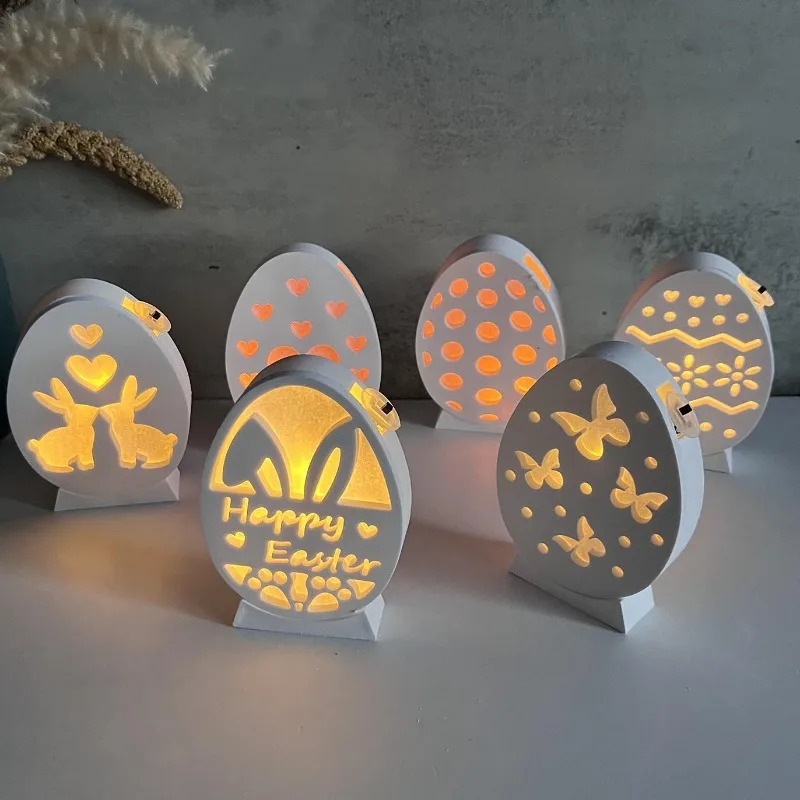 Easter Atmosphere Lamp Silicone Mold Hollow Easter Egg Rabbit Butterfly Love Mirror