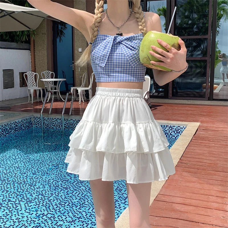 

Women's Skirts Girls Y2K Women Mini Cake Puffy Skirt Shorts Summer Harajuku Lolita Streetwear Goth Kawaii Fashion Gothic Korea