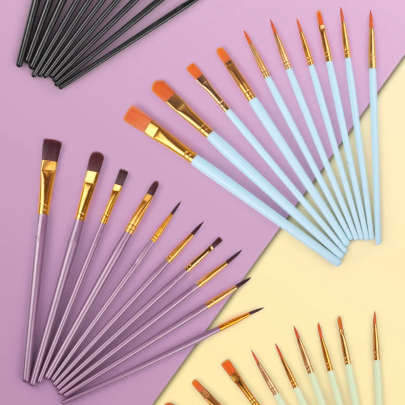 Professional Paint Brush Set - 10 Synthetic Nylon Brushes for Acrylic, Oil and Watercolor Painting 5