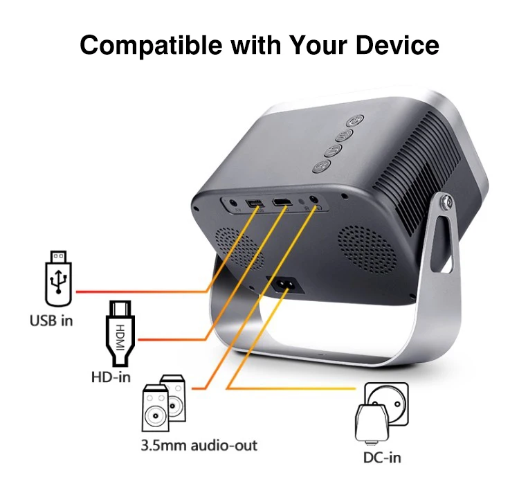 Touyinger HY320 Mirror Version Semi-enclosed same screen Wi-Fi portable 360&deg; rotating 1080P home theater projector