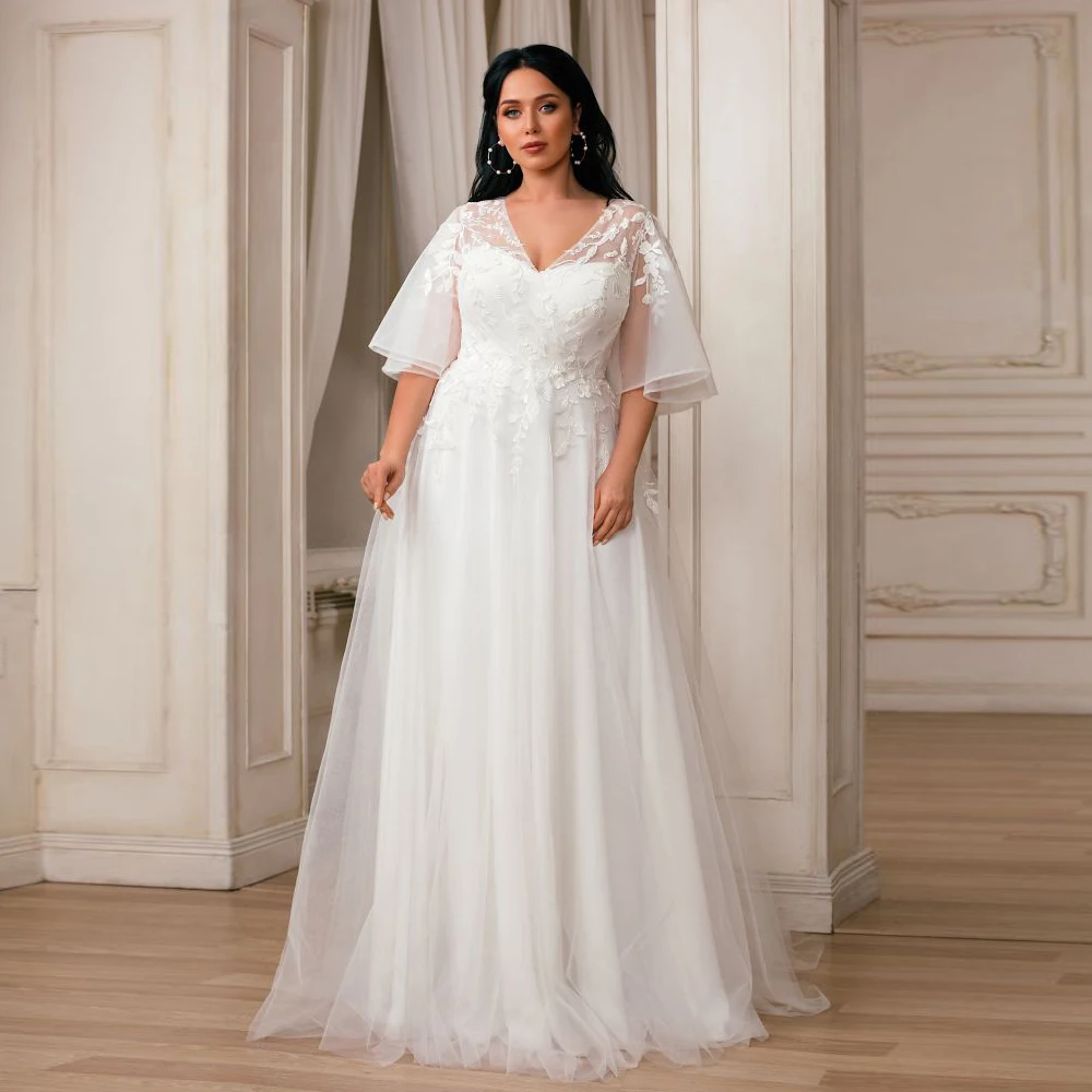 strapless open back dress A-Line/Princess Strapless Plus Size Wedding Dress with Split Side