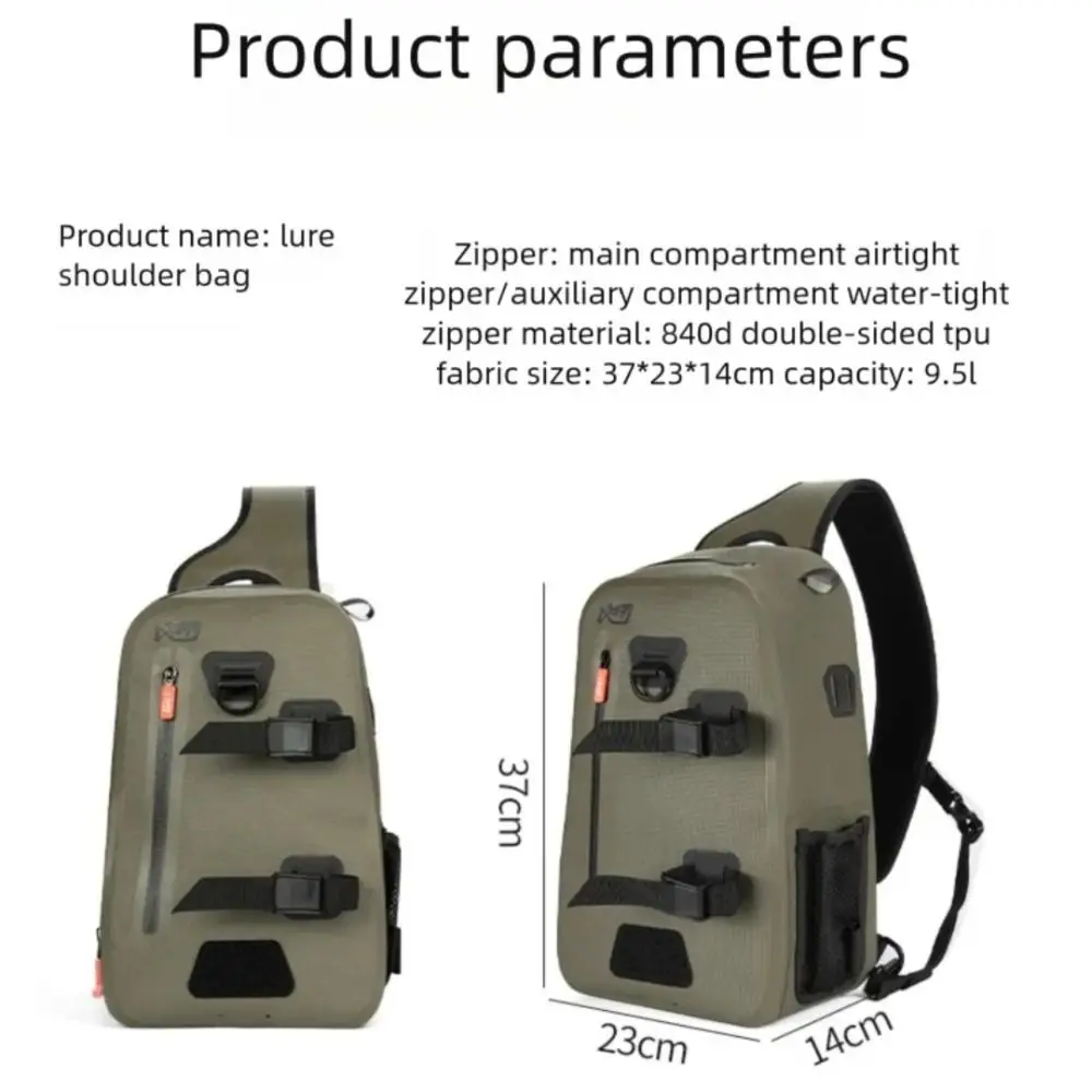 Double-layer TPU Lure Fishing Bags Waterproof Large Capacity Fishing Chest Bag Smooth and Flat Crossbody Fishing Tackle Pack