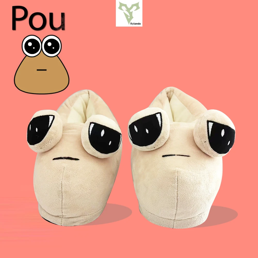 New Pou Plush Slippers Soft Stuffed Anime Slippers Cute Animal Pou Pendant Home Shoes Bag Pendant Women and Men's Birthday Gift 2