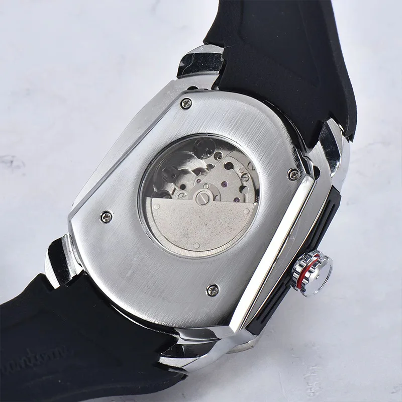 New Model for The Same Tourbillon Flywheel Device Mechanical Men's Wristwatch Waterproof Rubber Watches for Male Diamond Tonneau