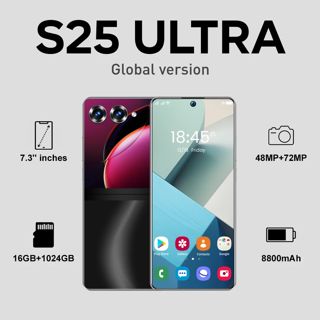 Nuovo S25 Ultra Smartphone 7.3 ''Hd + Android 13 16Gb + 1Tb 8800Mah Global Edition 5G Dual Sim Phone Snapdragon 8 Gen 2 Face Unlock