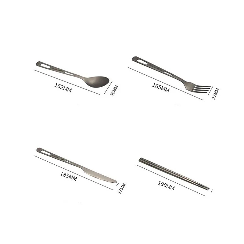 Pure Titanium Tableware Set Outdoor Household Frosted Knife and Fork Spoon Chopsticks Travel Camping Portable Knife and Fork Set
