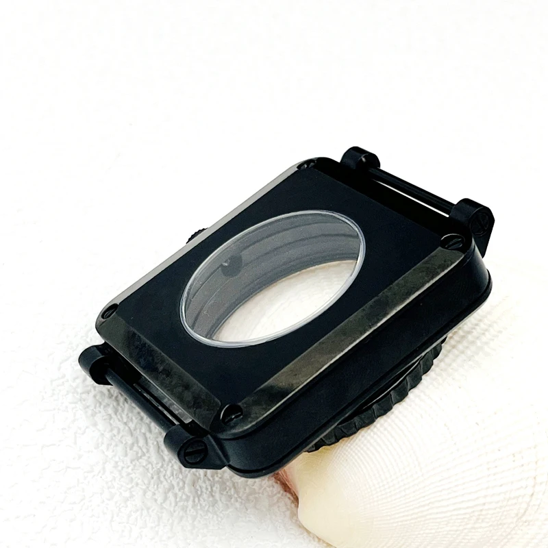 Customized Square Pilot Cockpit Watch Case with Transparent Back Cover