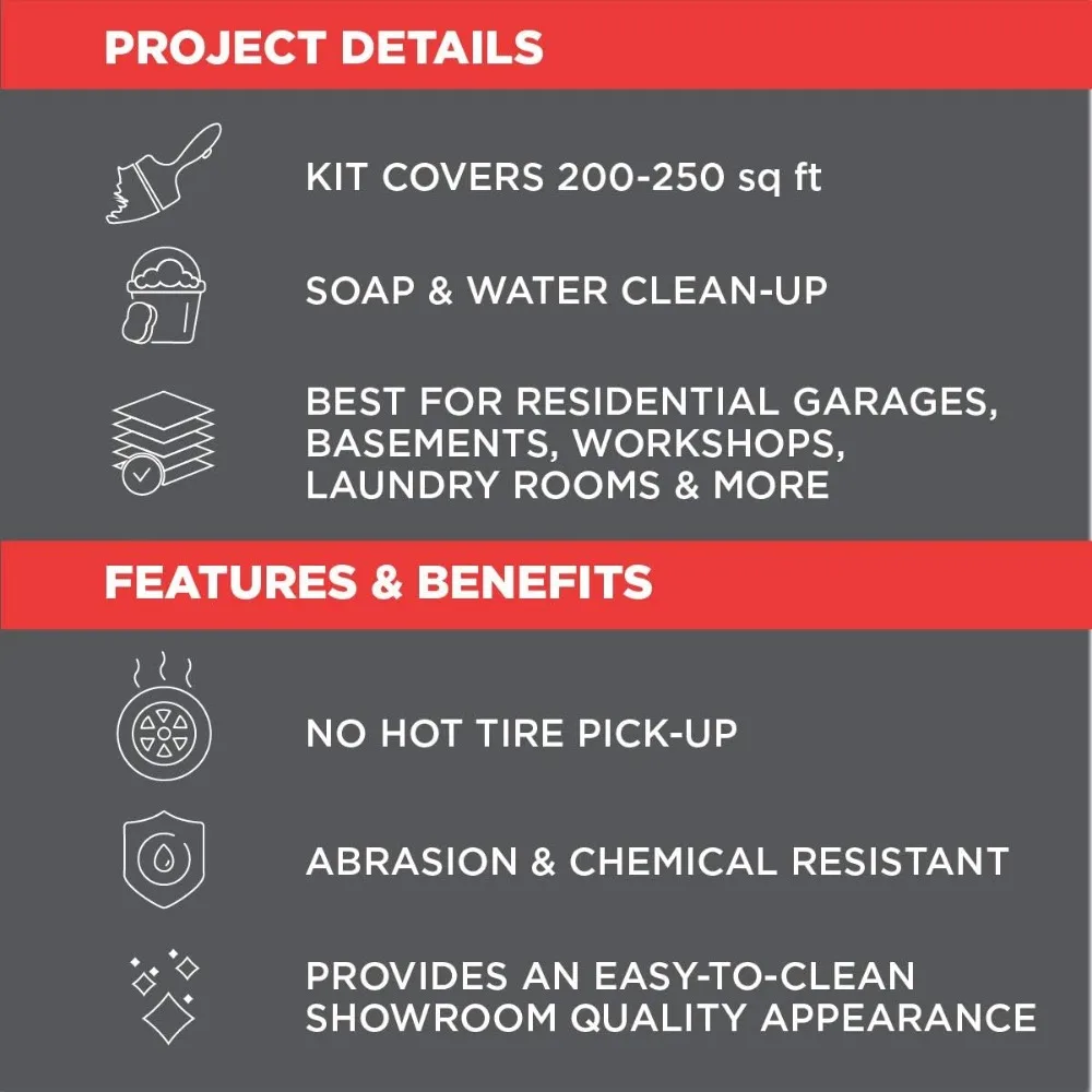251965 EPOXYSHIELD Garage Floor Coating, 1 Car Kit, Gray 5