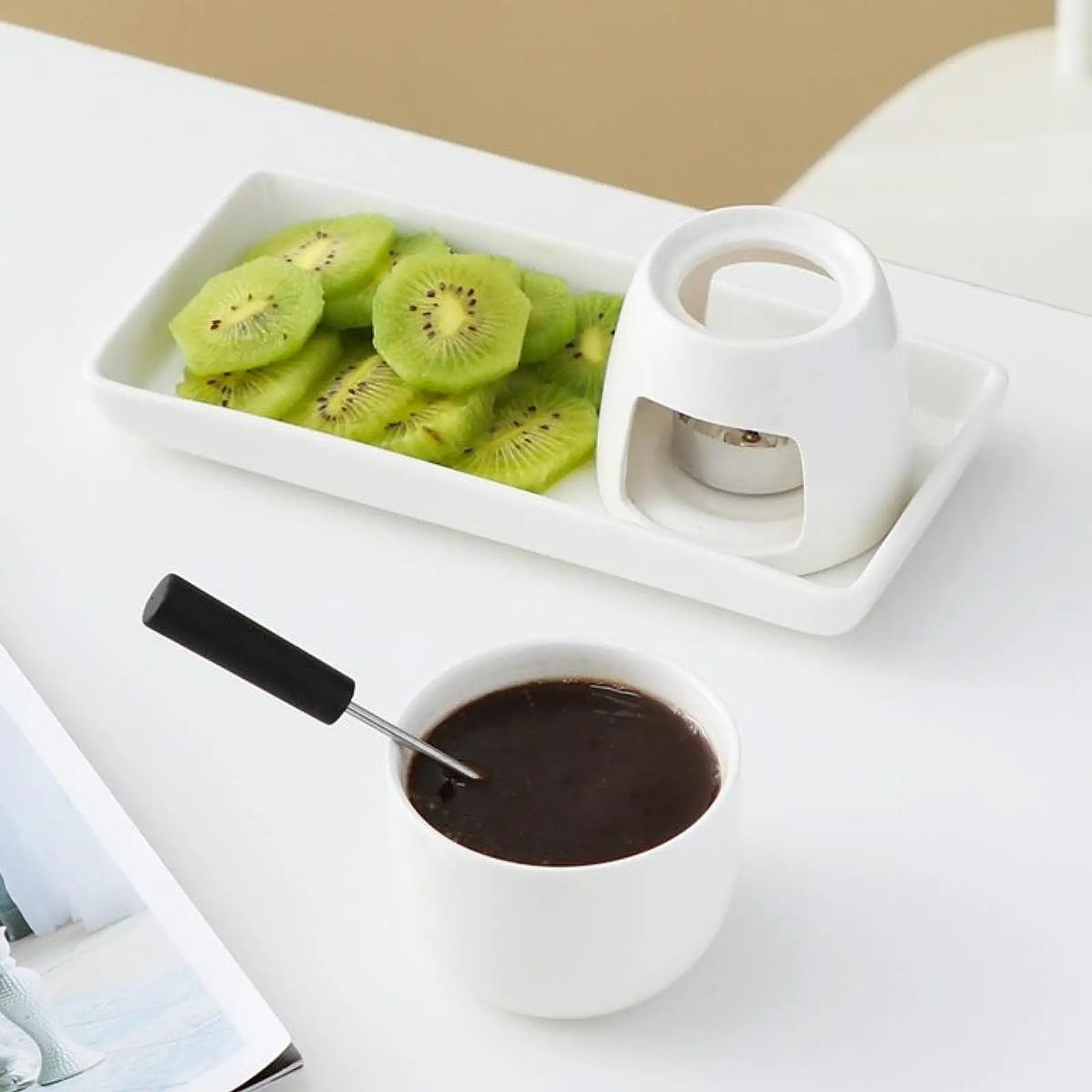 4 Pieces Chocolate Fondue Pot Set Chocolate Melter Snack Cookware Melting Mug Dinner Candy Dining Butter Melt Pot Fondue Set