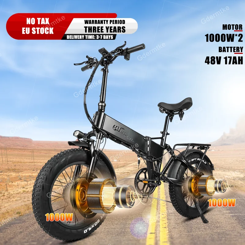 Rx20Max 2000W E Bike Dual Motor 48 V17Ah Batteria Al Litio Durata 80Km Bicicletta Elettrica Pieghevole 20*4 Pollici Fat Tire City Bici Elettrica