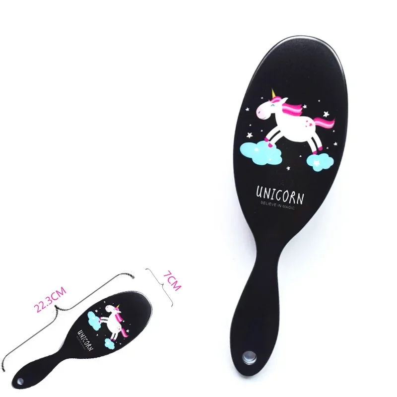 4 Color Cute Unicorn Animal Anti-static Hair Brush Massage Comb Shower Wet Detangle Hair Brush Salon Hair Styling Tools 6