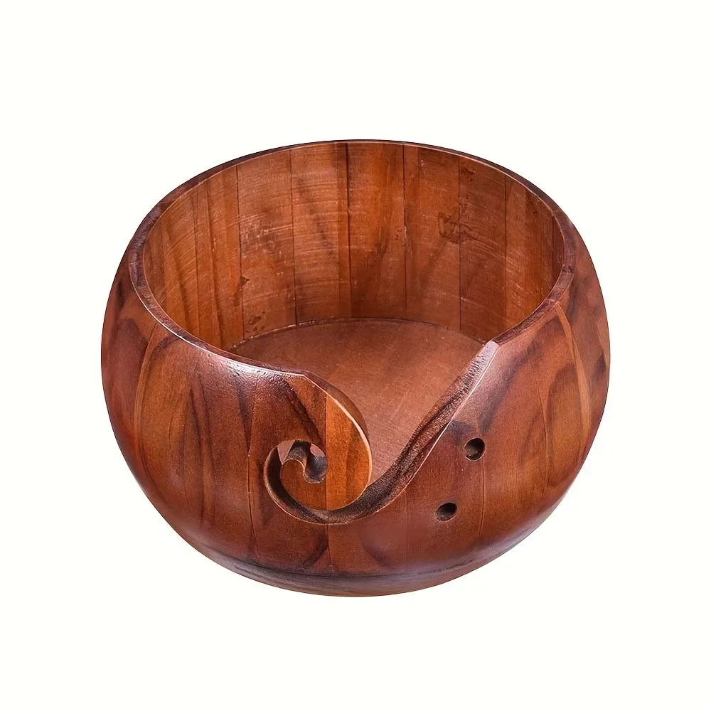 1pc Wooden Wool Bowl Textile Wool Storage Bowl Round Wooden Organizer Knitted Crochet Storage Handmad Needlework sewing storage box
