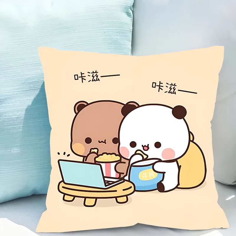 

45x45cm Panda Bubu And Dudu Pillows Square Pillowcase Anime Pillow Cushion Cover Short Plush Dakimakura Birthday Wedding Gifts