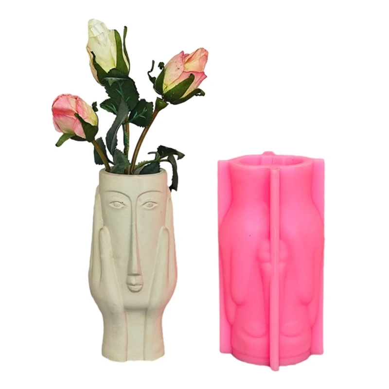 

Abstract Art Face Shaped Planter Vase Moulds Cements Mould Silicone Material E0BE