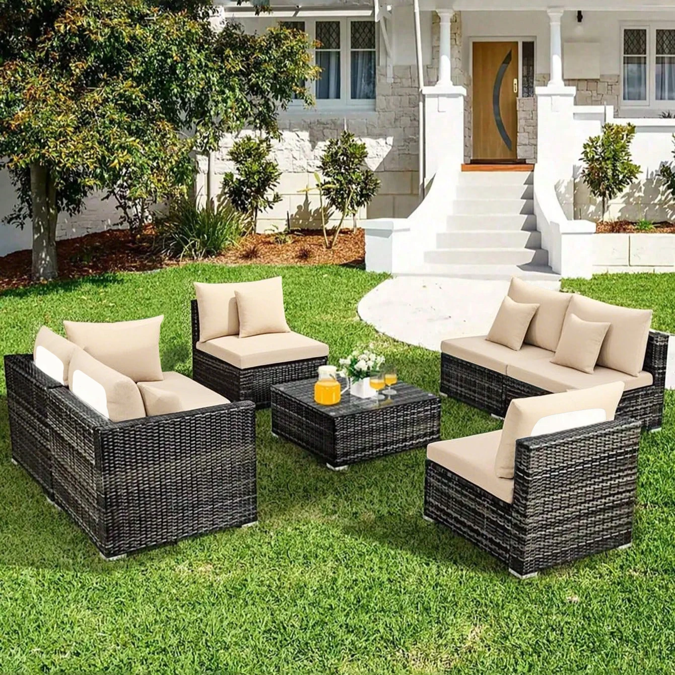 Tropical Print Non-Slip Sofa Cushion Covers - Stylish Outdoor Furniture Protectors