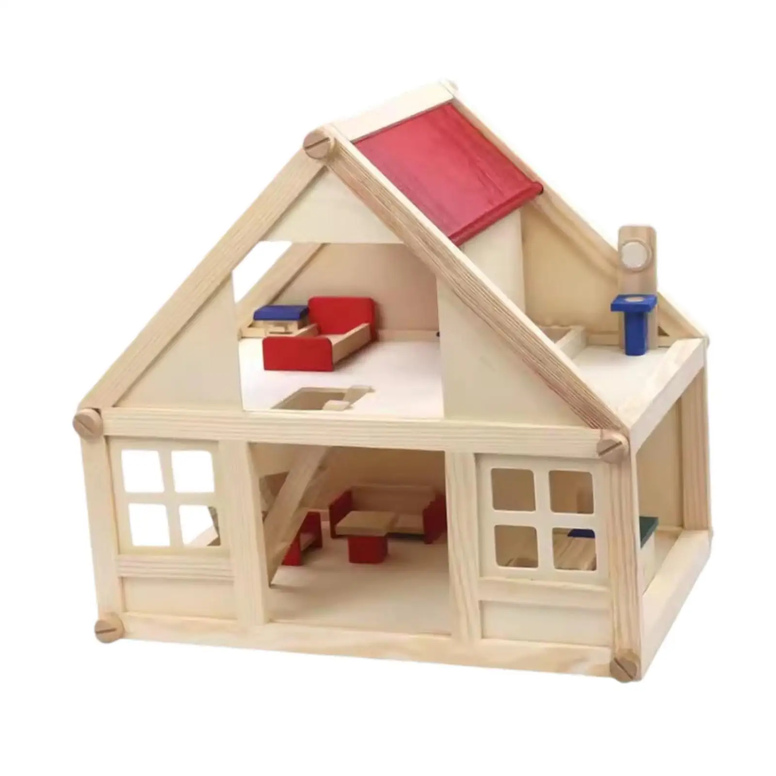 Wooden Doll House for Kids Miniature Scene 2 Storey Gift Toy Mini Furniture Toy