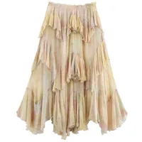 Summer 2025 Long Printed Layered Decorative Skirt Women's Faion Design High Waist Midi Skirt Floral Patterned Skirts - Image 5