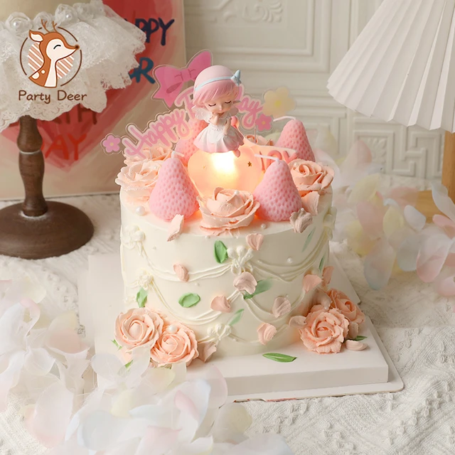 Princesa rosa menina balão de ar quente decoração, festa de casamento,  castelo estrela, feliz aniversário bolo Topper, cozimento presente do amor  - AliExpress