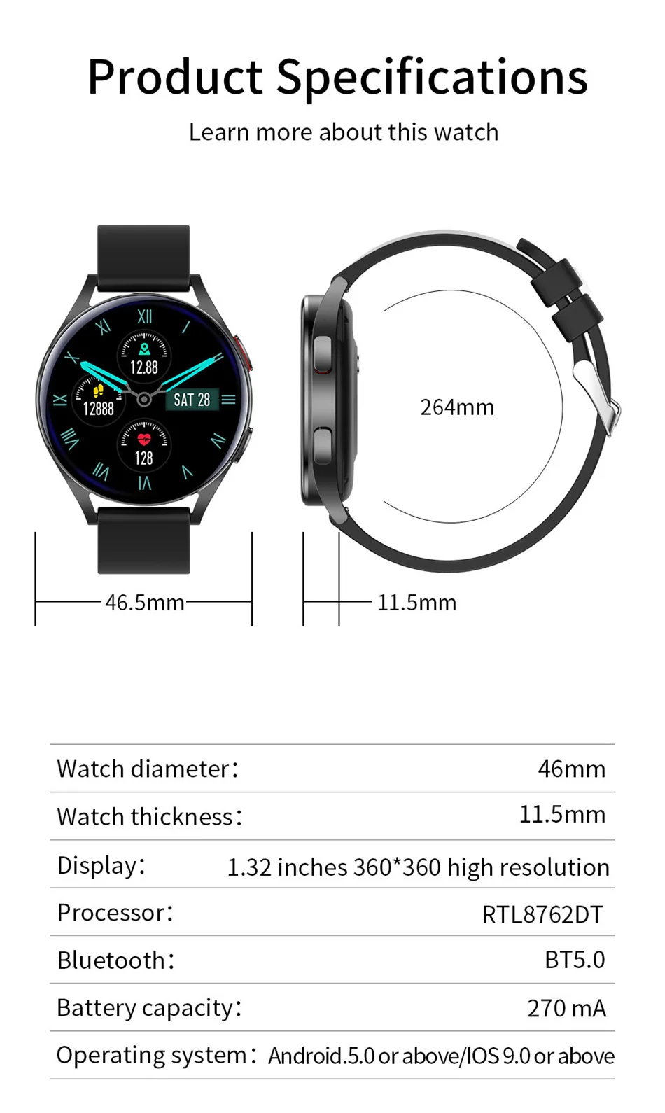 2022New Bluetooth Call Smart Watch Men Women Custom Watch Face Voice Assistant 1.32 Inch Display 360*360 HD Watch Man Smartwatch