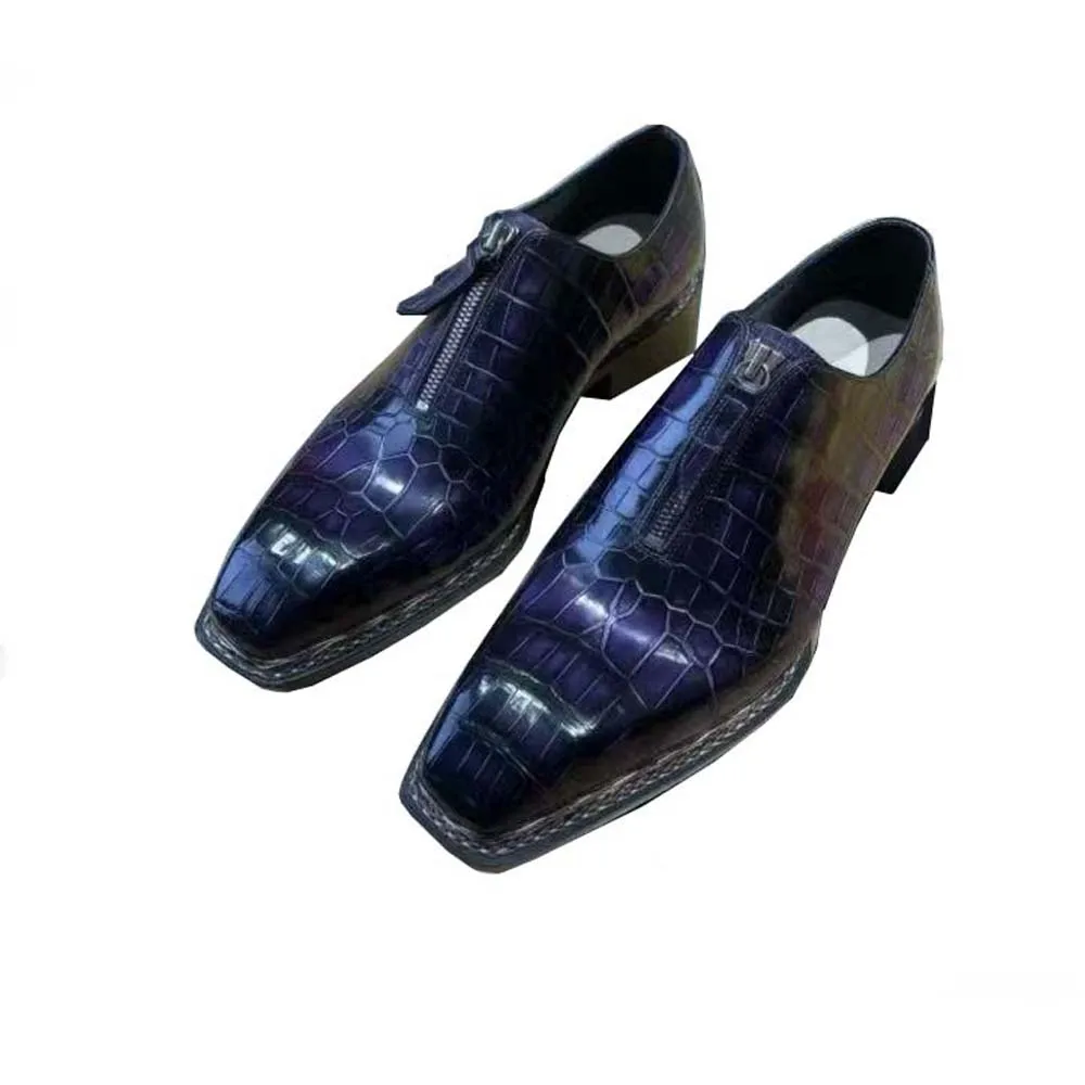 sanyeshechiping new men formal shoes male crocodile shoes blue