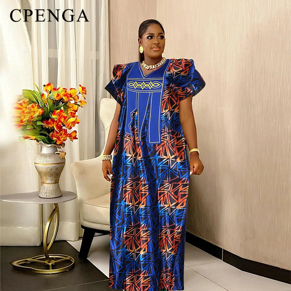 2023 Print African Maxi Dress for Women Elegant Lady Wedding Evening Party Gown Plus Size Africa Ankara Dashiki Kaftan Clothes