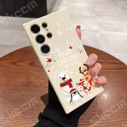 Festive Santa Claus Elk Snowman Christmas Phone Case Cover for A73 5G (Ivory white 2A474)