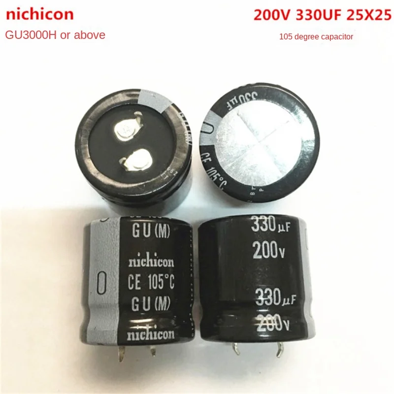 

(1PCS)200V330UF 25X25 nichicon electrolytic capacitor GU 105 degrees 330UF 200V 25*25.
