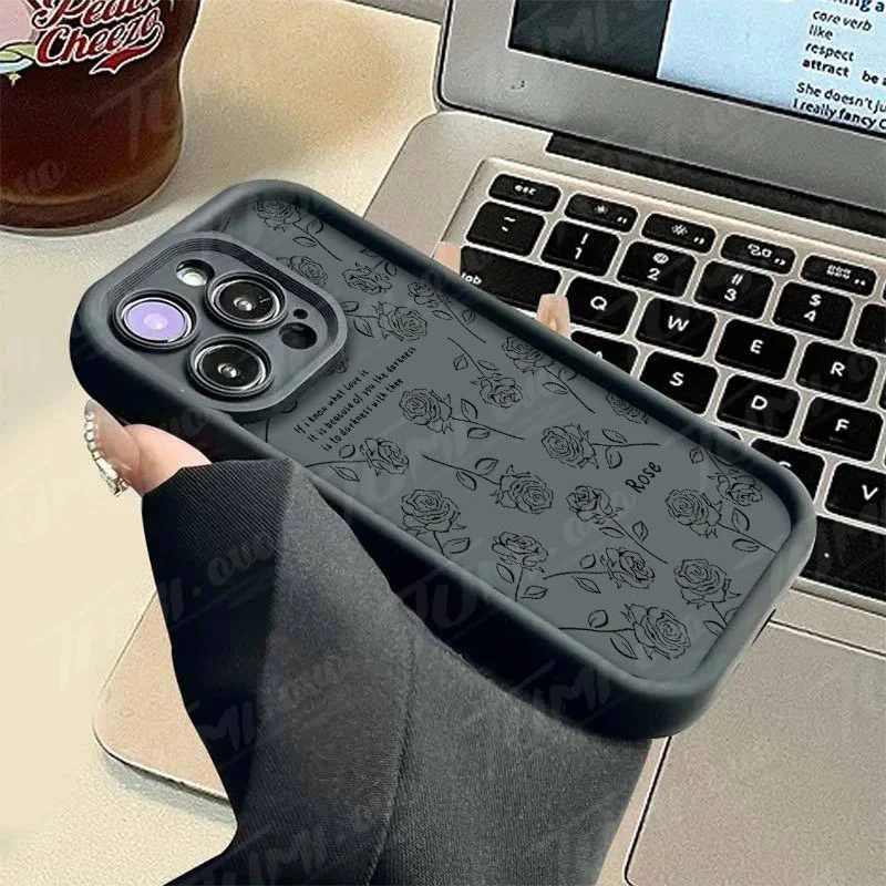 Rose Flower Bowknot Silicone Phone Case for Xiaomi Redmi Note 13 12 11 Pro Plus 12S 11S 10S 10 9 9S 8 12C 13C Matte Back Cover