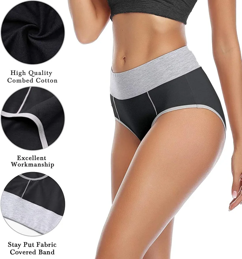 5PCS/Lot Seamless High-waist Women Underwear Solid Color Simple Black Cotton Panties Hip-lifting Panties for Women Sport Panty