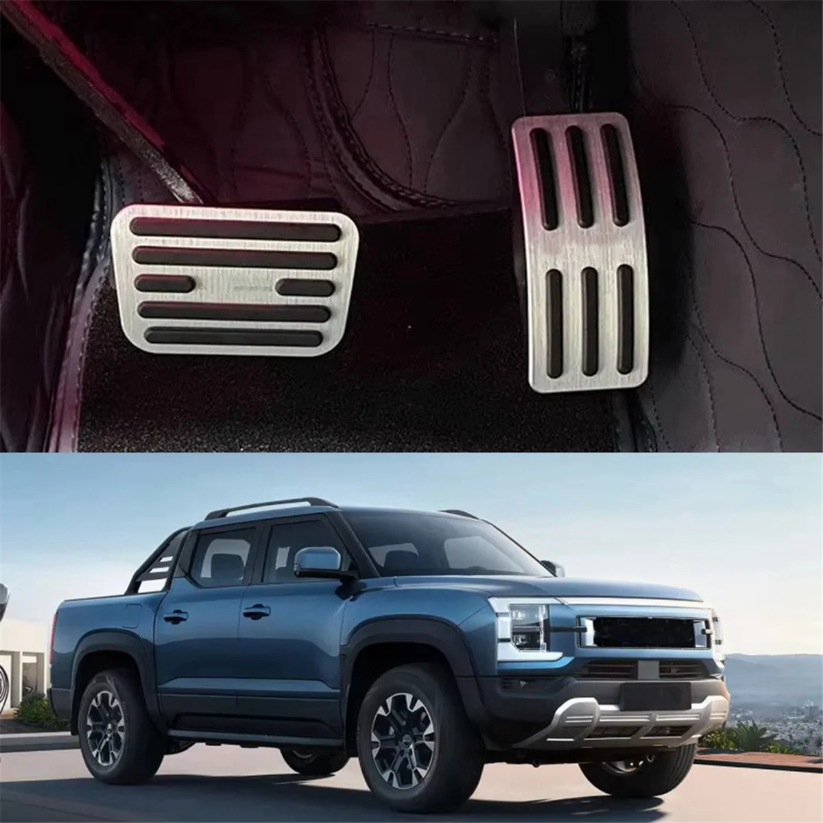 For BYD Shark 6 Aluminum Accelerator Pedal Brake Non-Slip Mat Cover Car Sport Interior Accessories