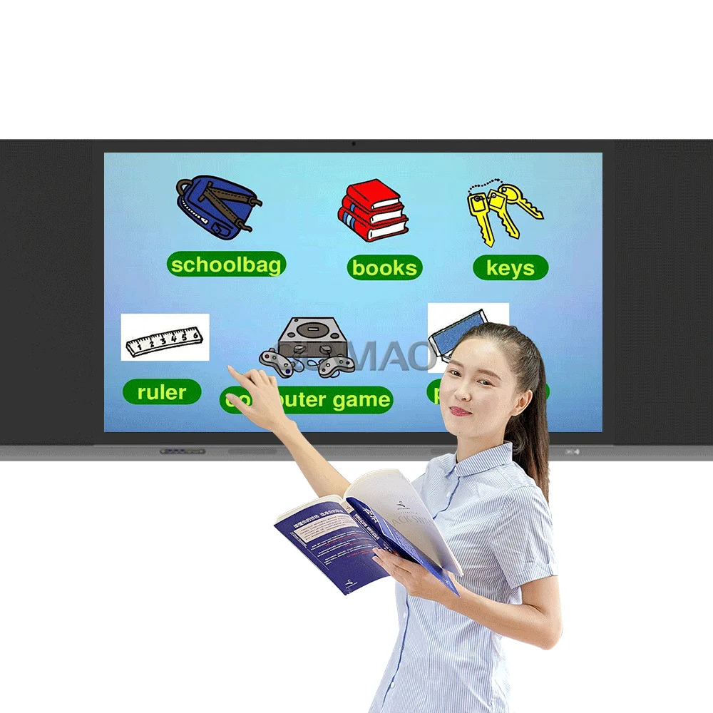

2023 Qunmao hot selling 75/85/98 inch 20 points touch smart blackboard interactive touch screen blackboard hanging blackboard